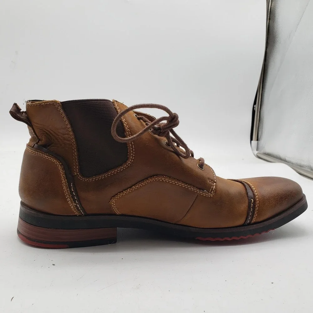 Steve Madden Murdock Boots Mens Size 10 Brown Leather Chukka Casual‎ Cap Toe